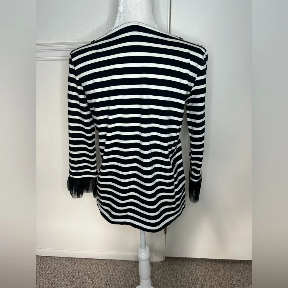 J. Crew Black and White Boxy Striped Blouse size XS